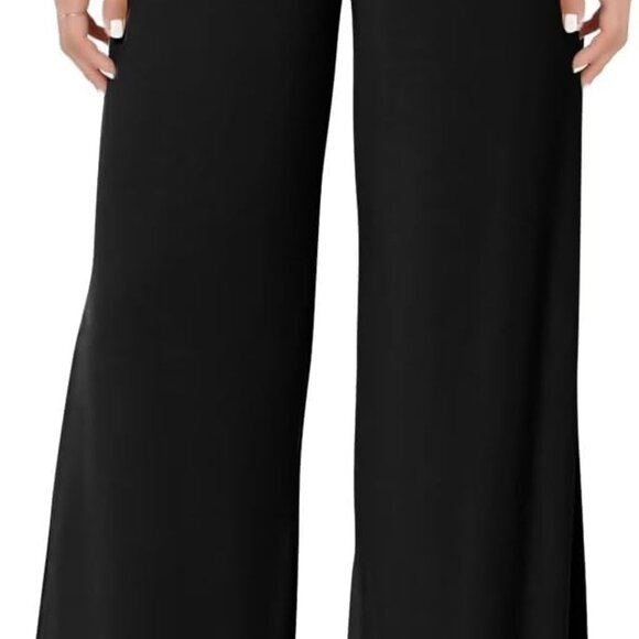 Women's Palazzo Lounge Pants Stretchy Wide Leg Casual Pants Comfy High Waist Flo - Picture 1 of 5